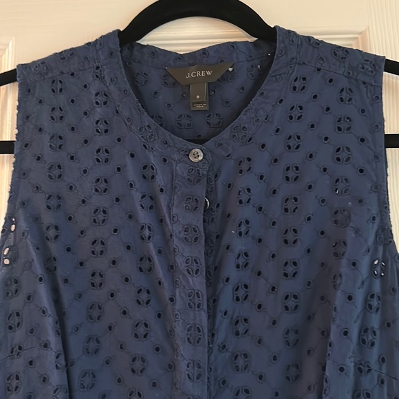 J. Crew Navy Eyelet Sleeveless Dress - Picture 2 of 7